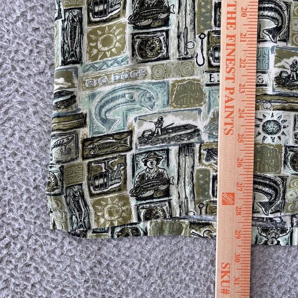 Big Dogs Hawaiian Shirt Mens XL All Over Fishing Fish Print Button Up Rayon - Picture 7 of 11